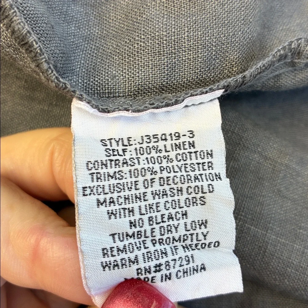 Johnny Was Ezra Shift Dress Gray Linen Embroidered Tribal Motif Mini Tunic S - Picture 11 of 11